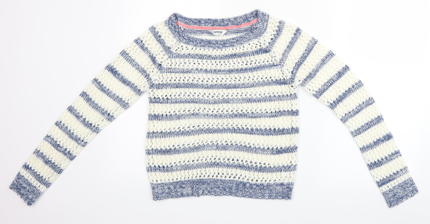 Tammy Girls Blue Striped  Pullover Jumper Size 12-13 Years