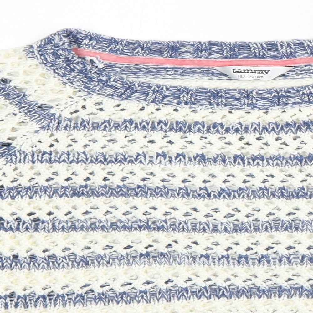 Tammy Girls Blue Striped  Pullover Jumper Size 12-13 Years