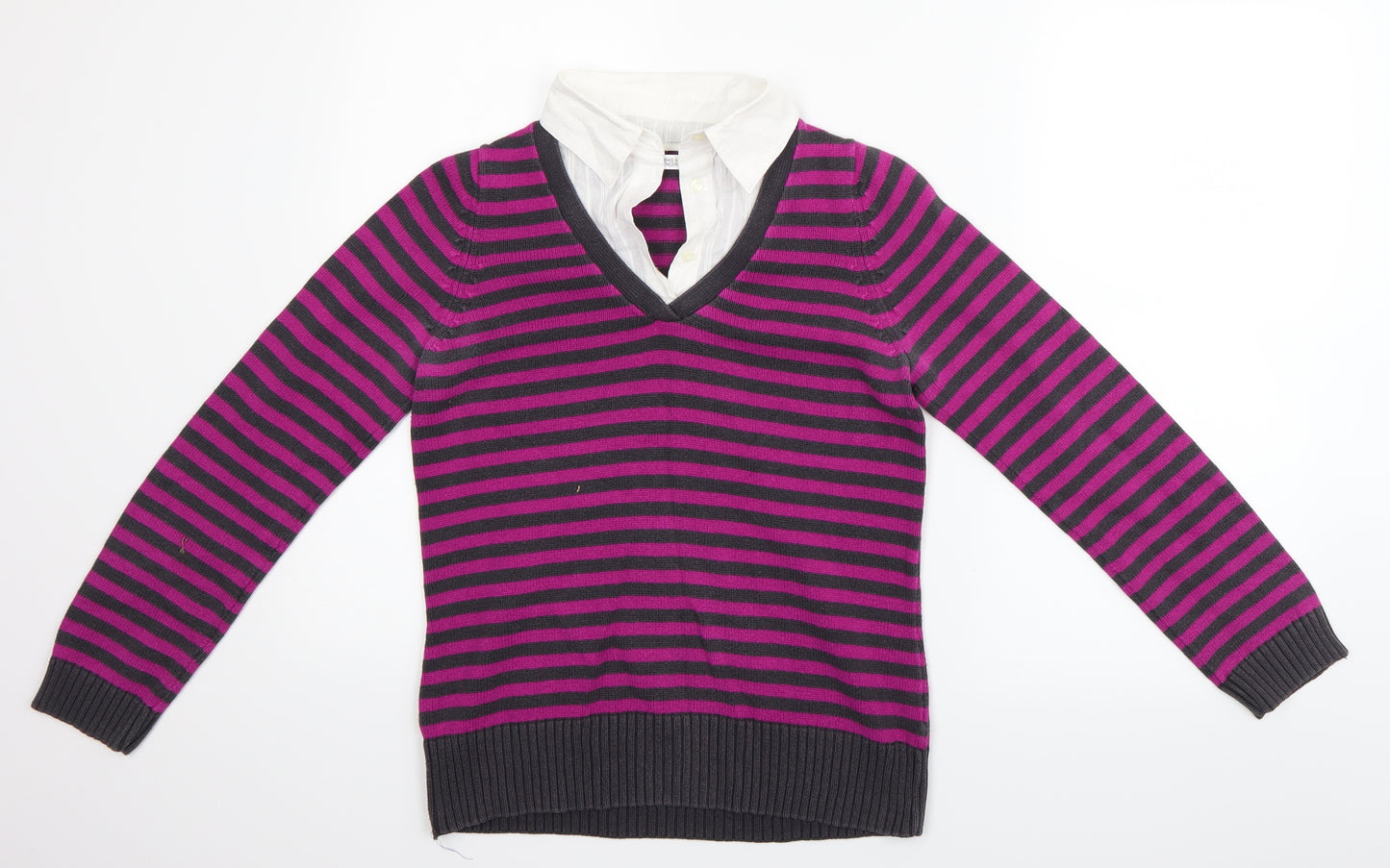 Marks and Spencer Womens Purple Striped  Basic Blouse Size 12