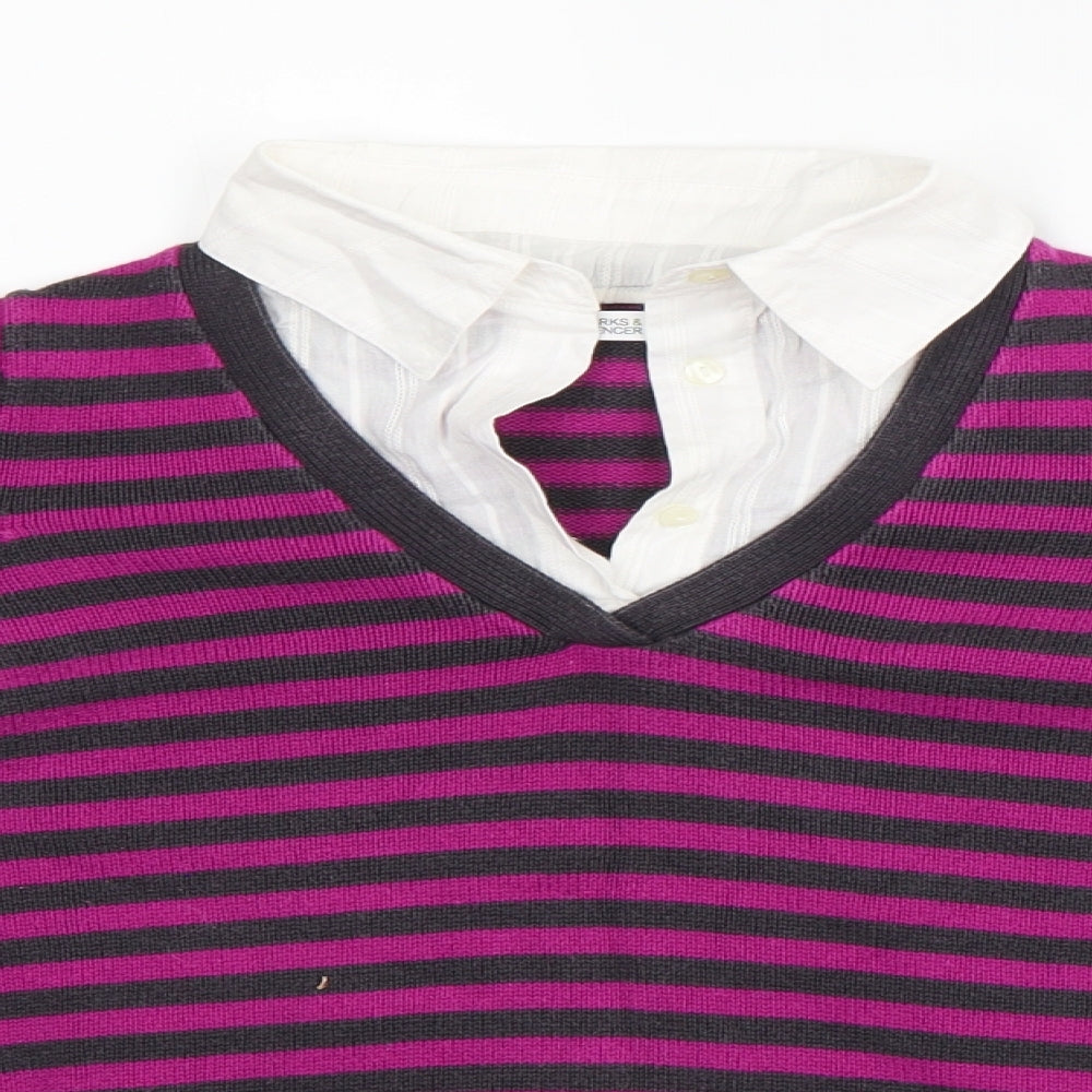 Marks and Spencer Womens Purple Striped  Basic Blouse Size 12