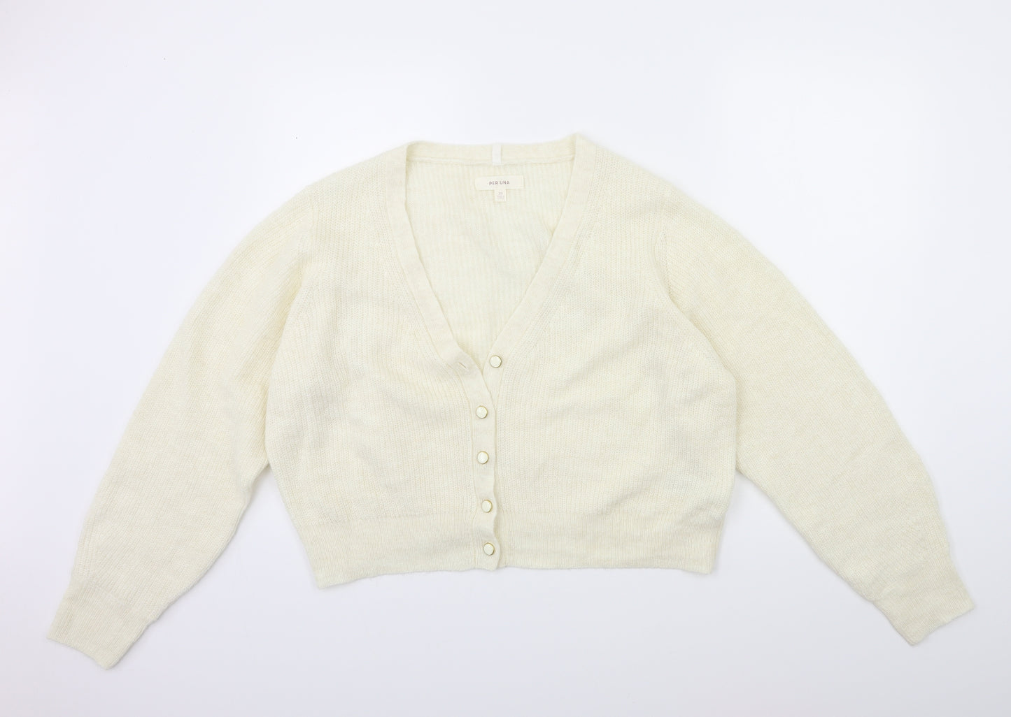 Per Una Womens White  Knit Cardigan Jumper Size 20
