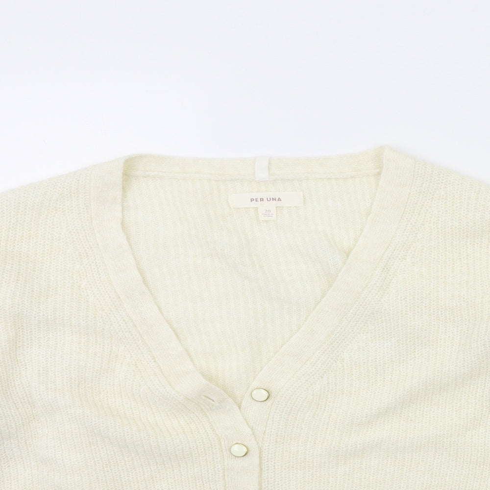 Per Una Womens White  Knit Cardigan Jumper Size 20