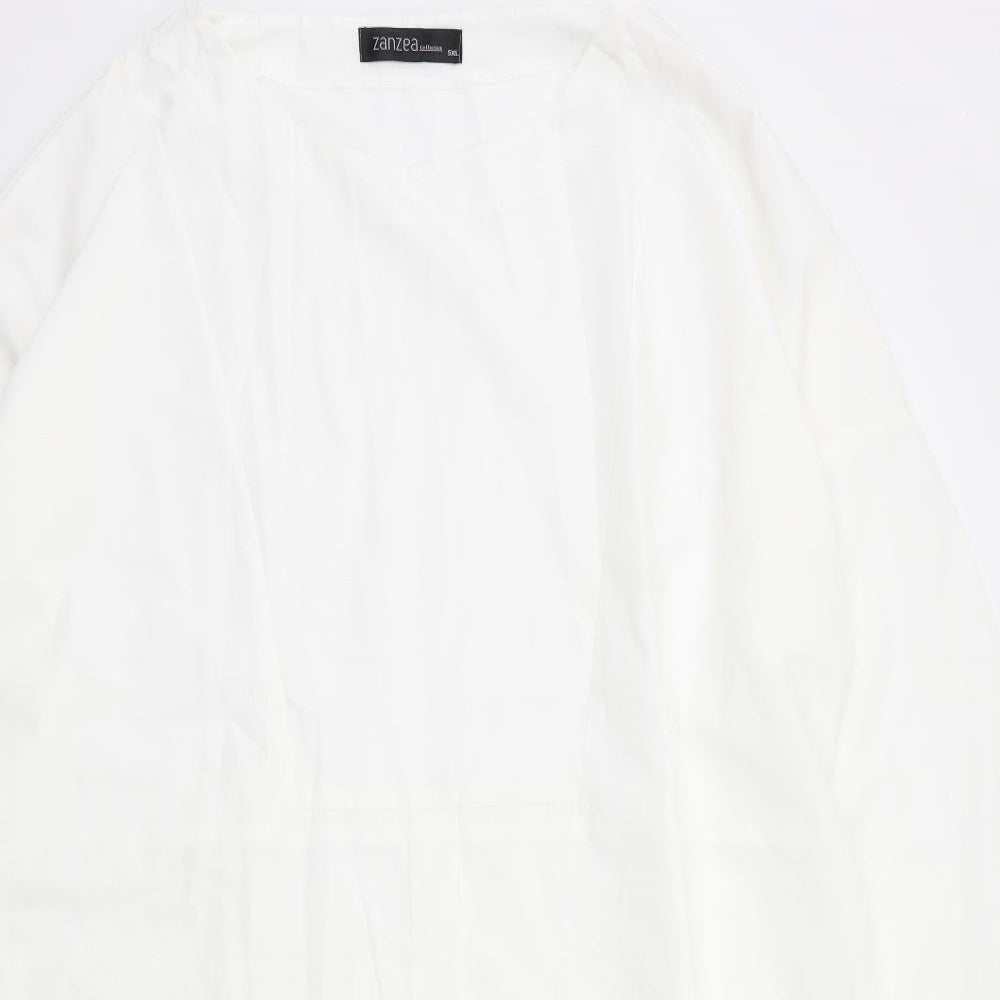 Zanzea Womens White   Shirt Dress  Size 4XL