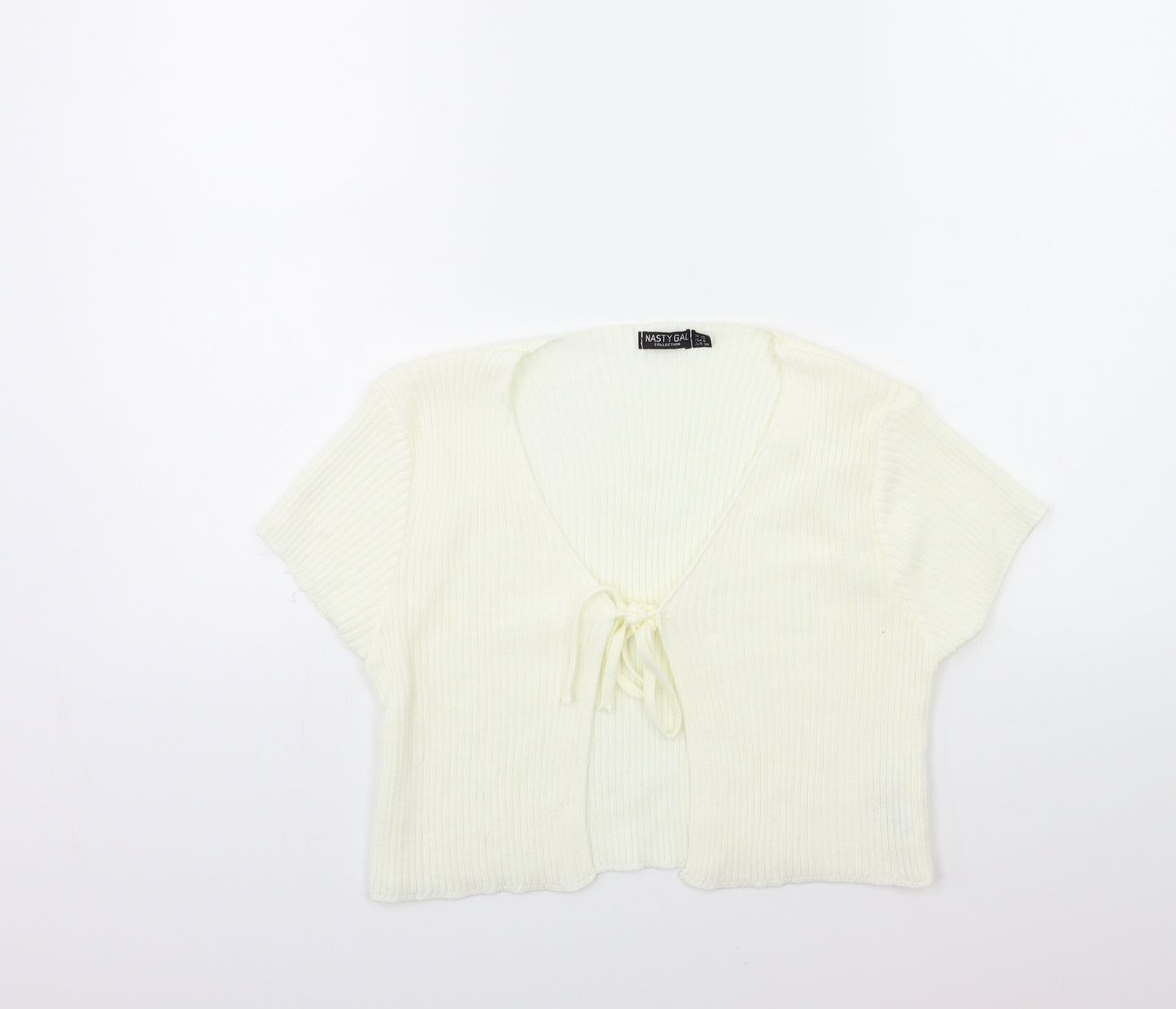 Nasty Gal Womens White  Knit Cardigan Jumper Size 10