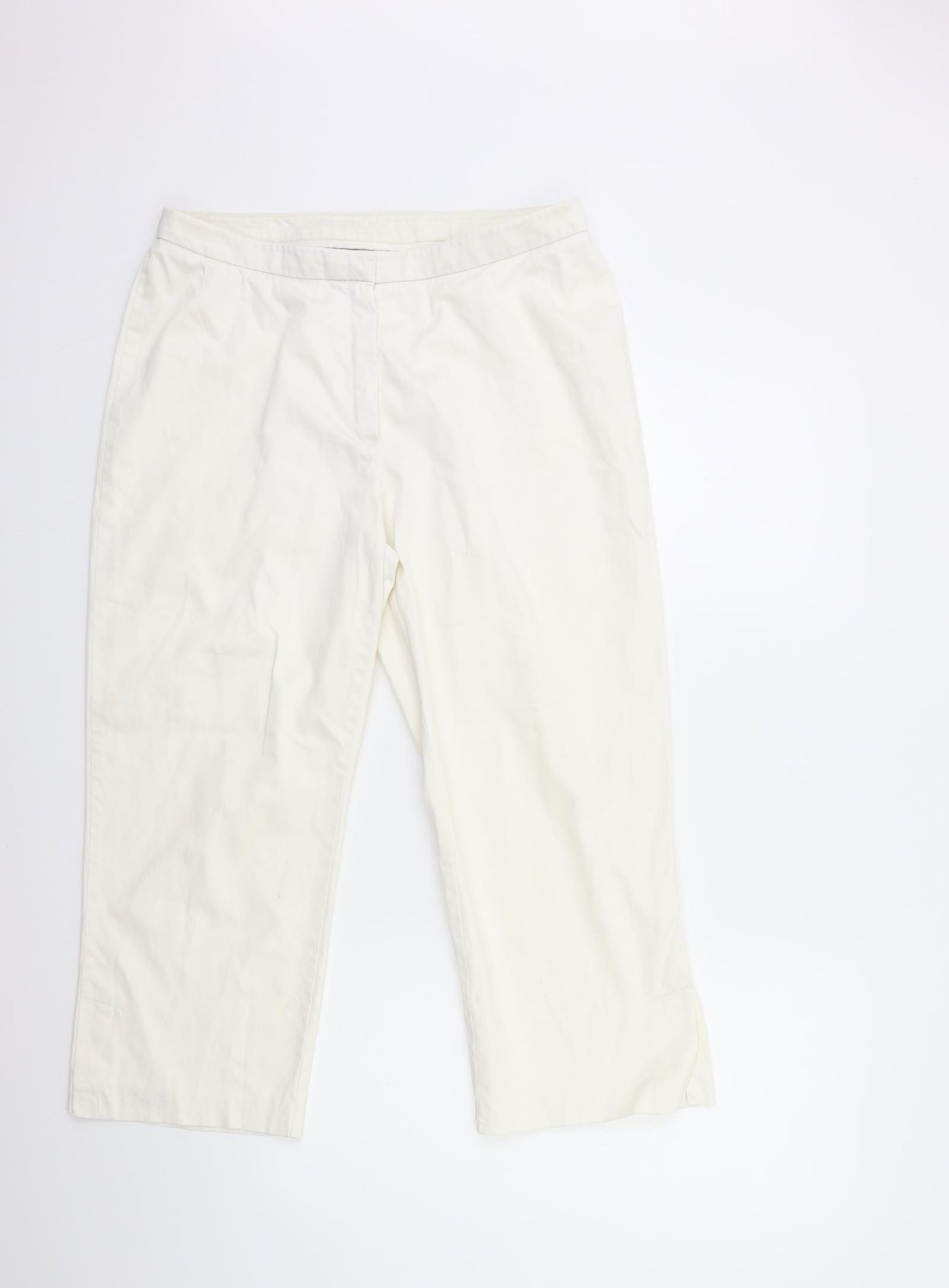 Marks and Spencer Womens White   Cropped Trousers Size 32 in L22 in