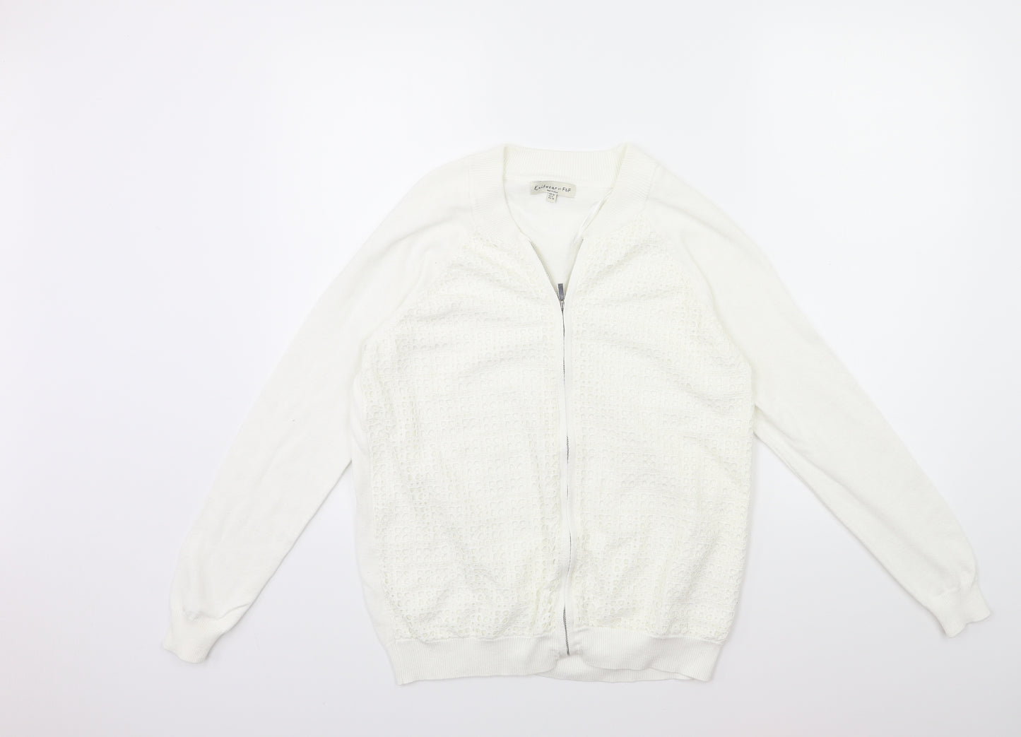 F&F Womens White  Knit Cardigan Jumper Size 10