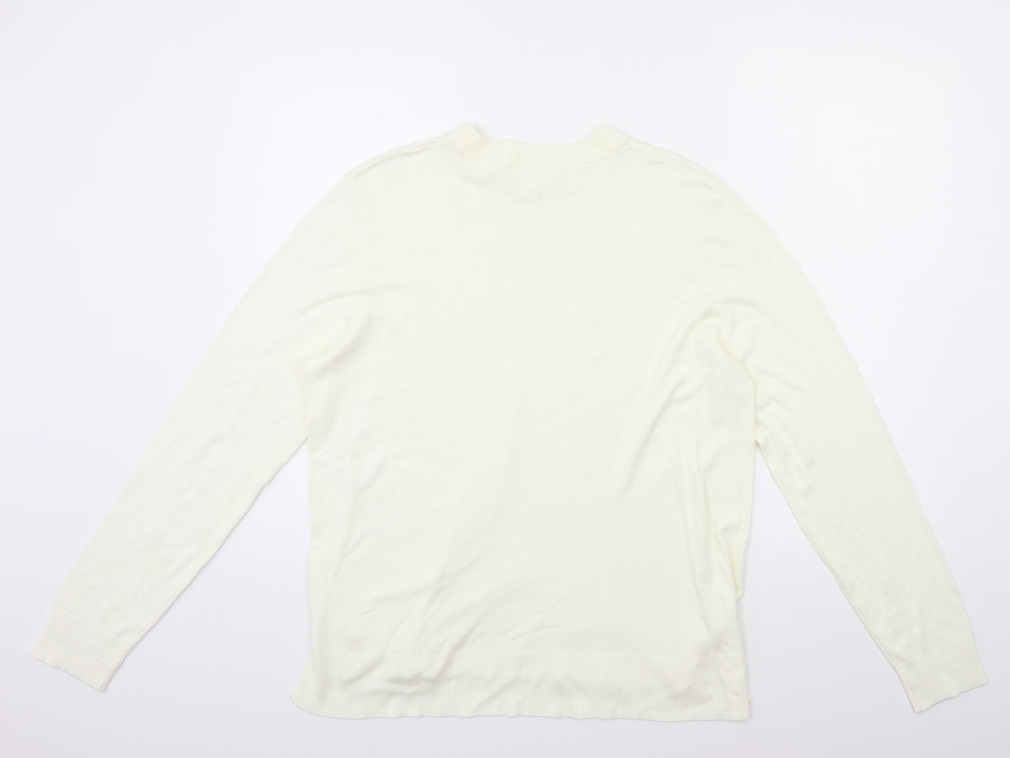H&M Womens White  Knit Pullover Jumper Size M