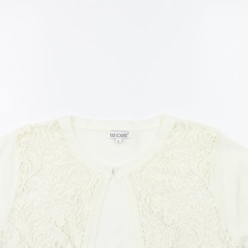 Fay Louise Womens White  Knit Cardigan Jumper Size L