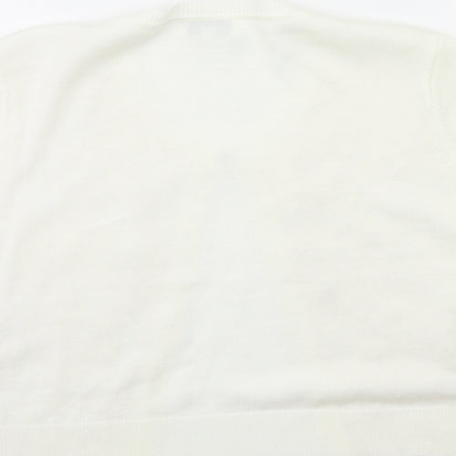 Fay Louise Womens White  Knit Cardigan Jumper Size L