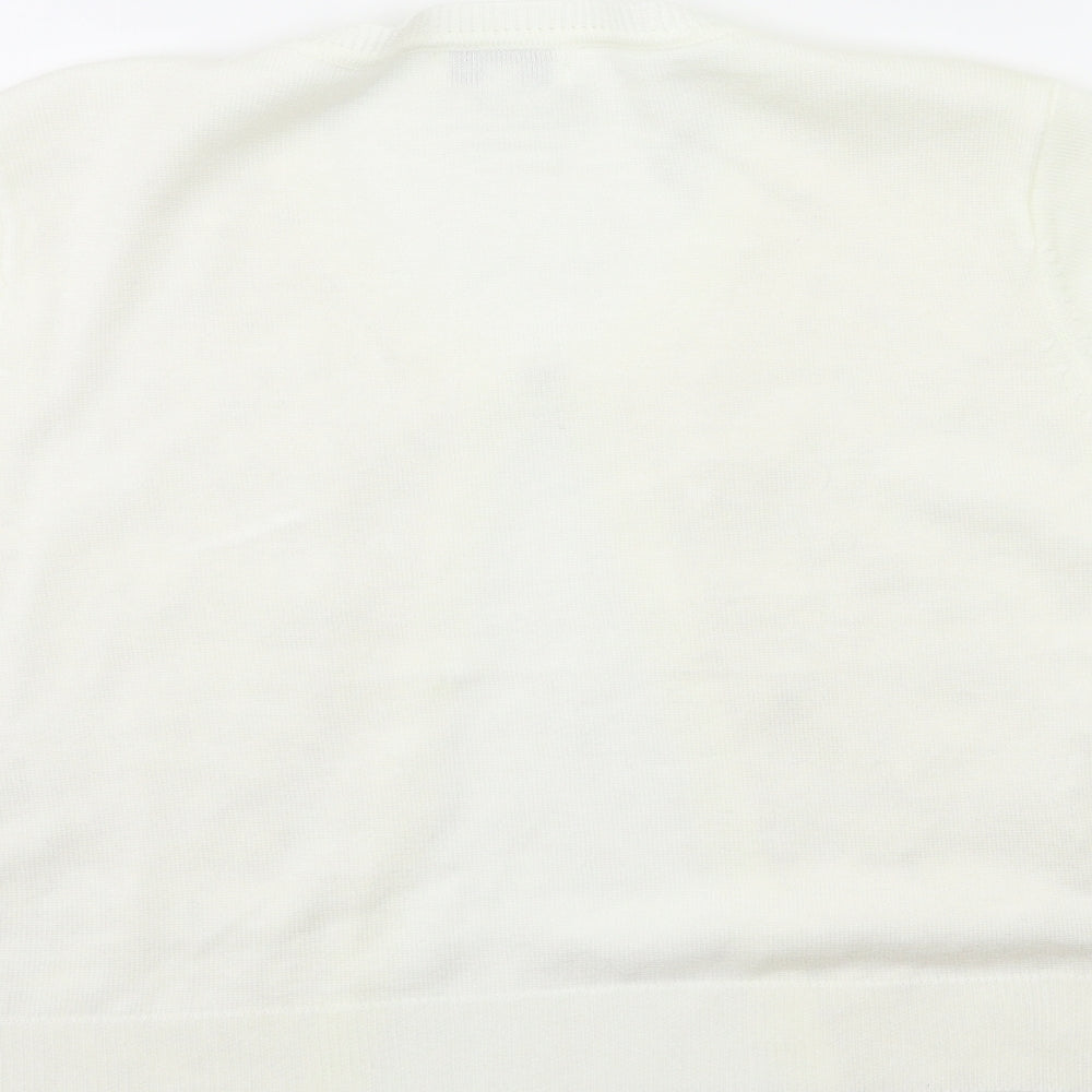 Fay Louise Womens White  Knit Cardigan Jumper Size L