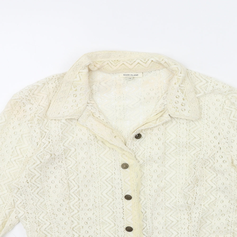 River Island Womens White   Basic Button-Up Size 14