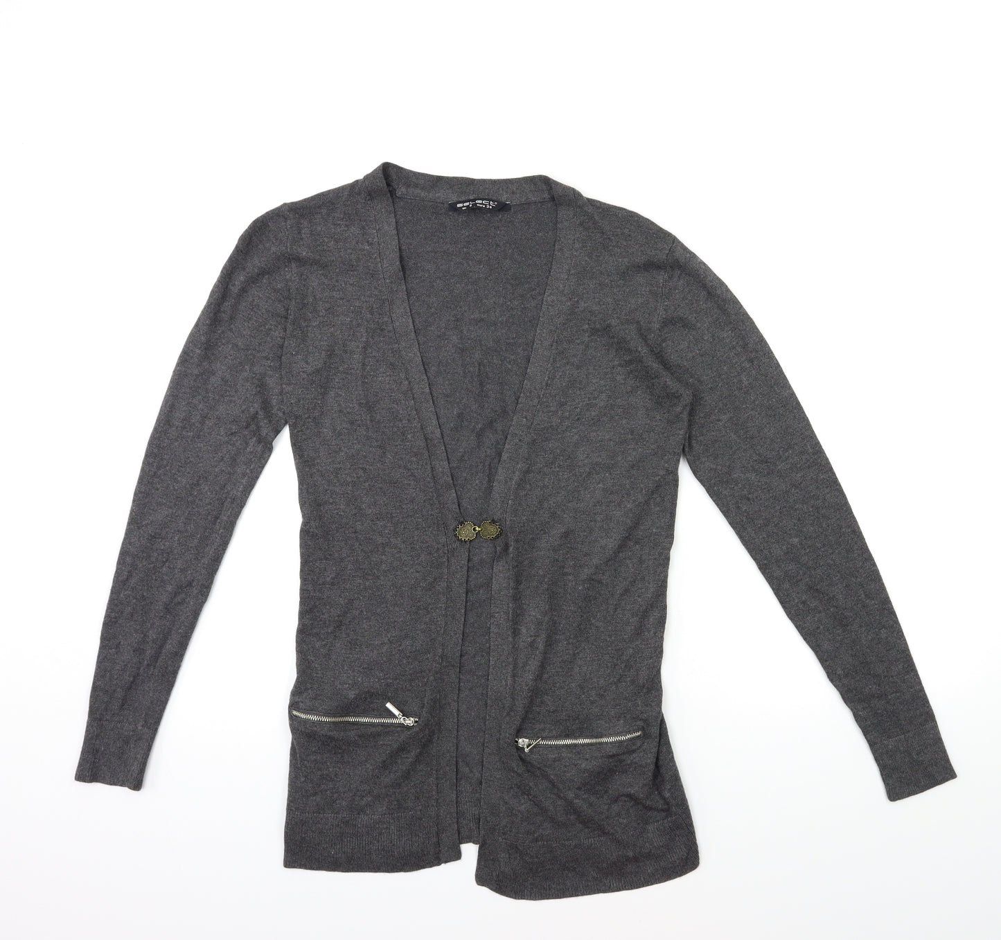 Select Womens Grey  Knit Cardigan Jumper Size 6