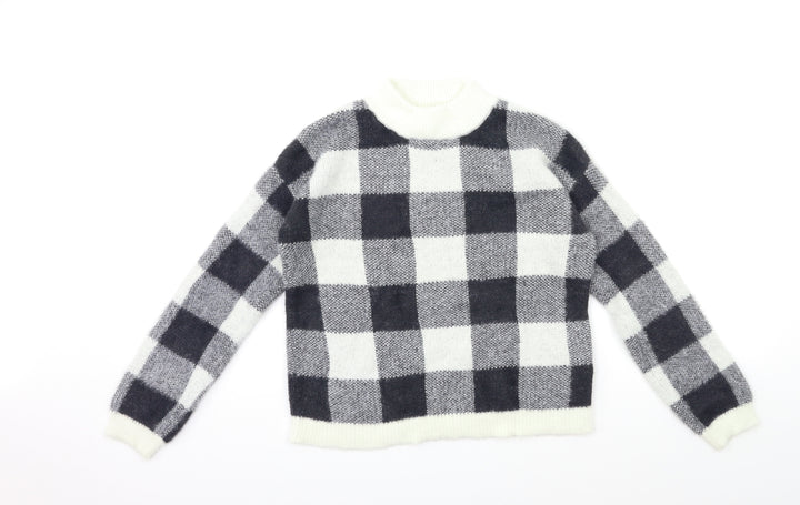 Primark Girls Green Check Knit Pullover Jumper Size 12 Years