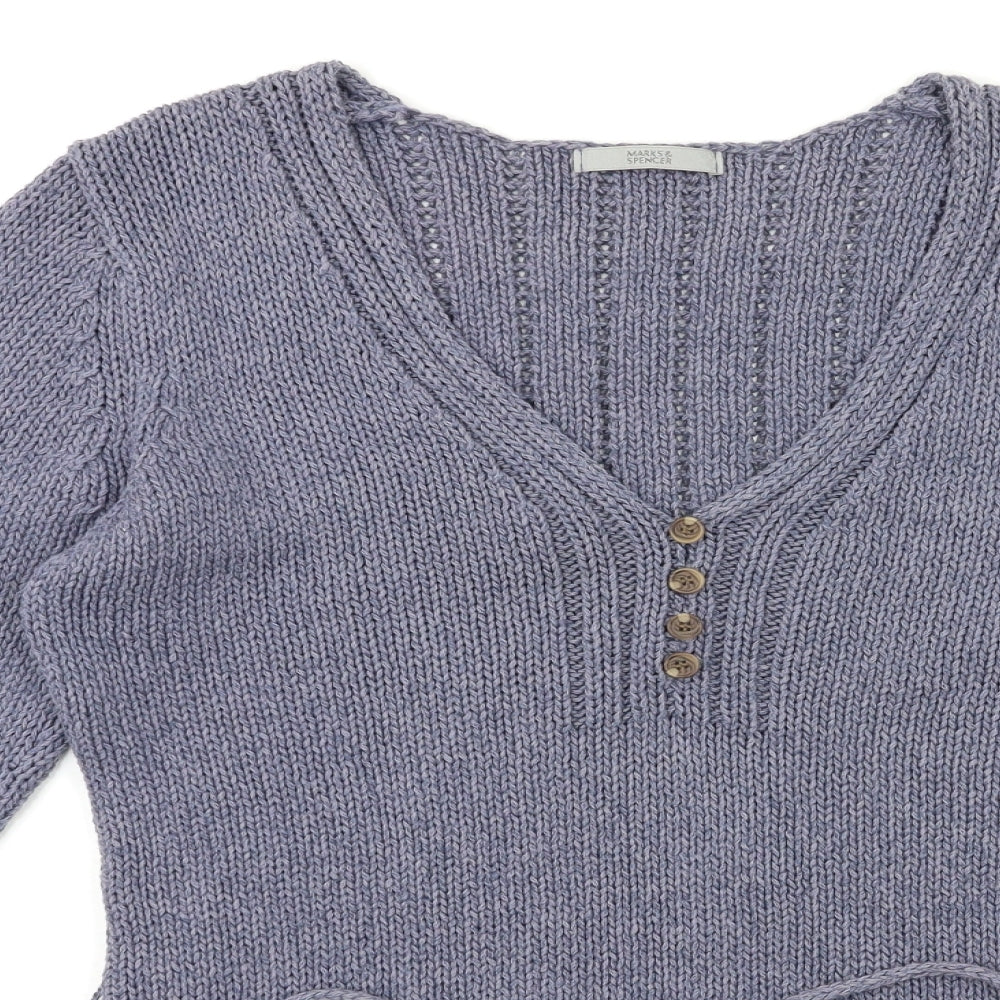 Marks and Spencer Womens Blue  Knit  Jumper Size 14