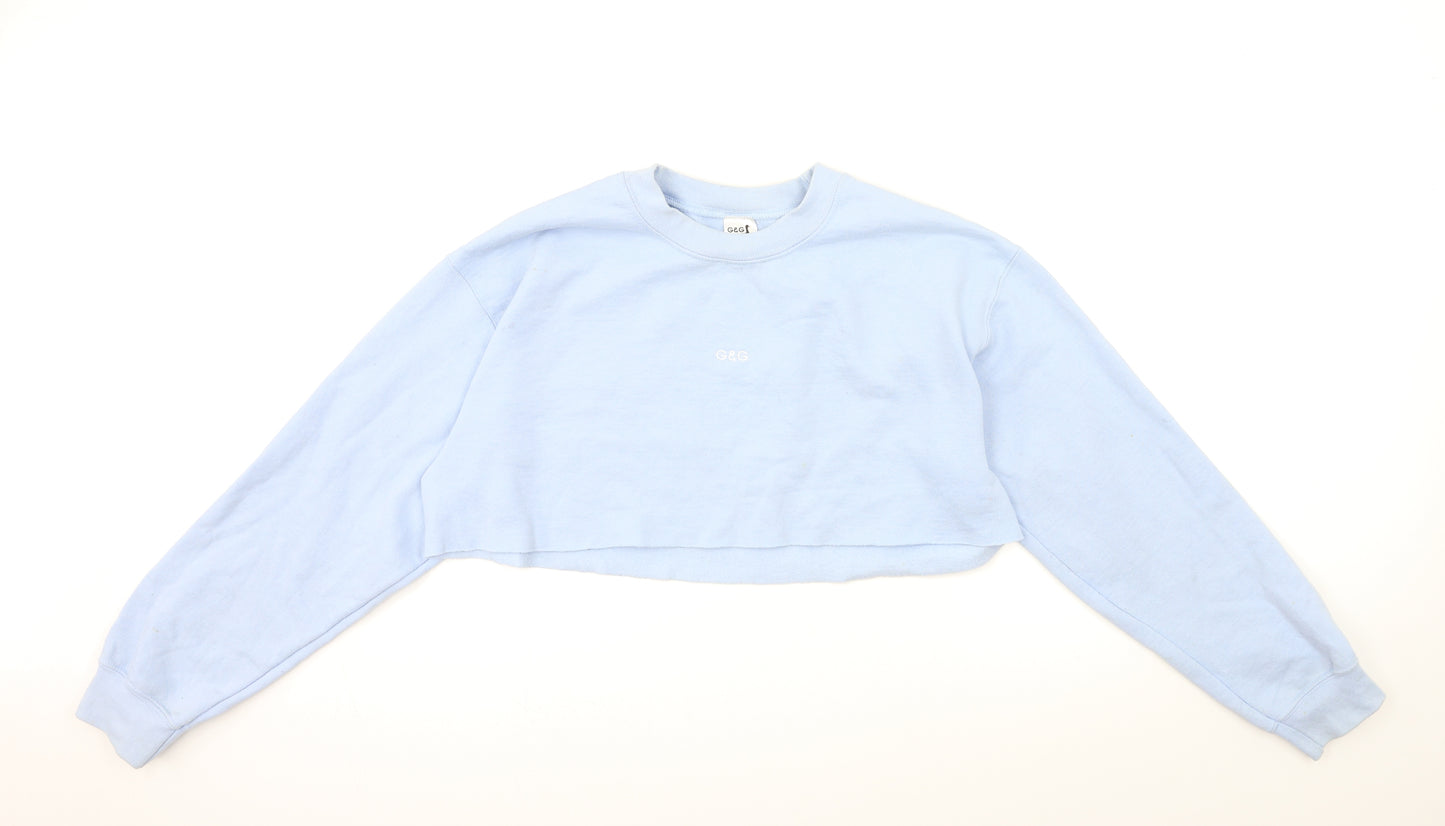 g&g Womens Blue   Pullover Sweatshirt Size M  - CROPPED