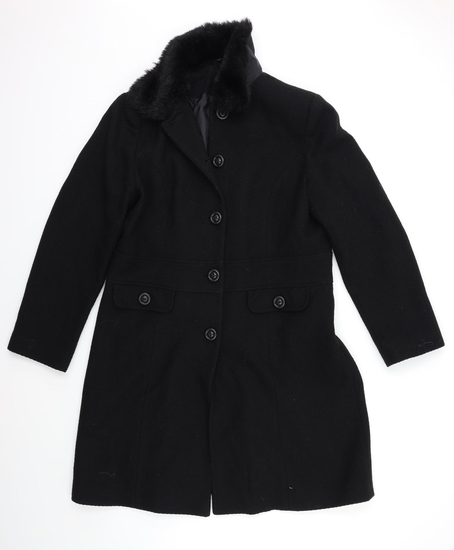 Dorothy Perkins Womens Black   Overcoat Coat Size 16
