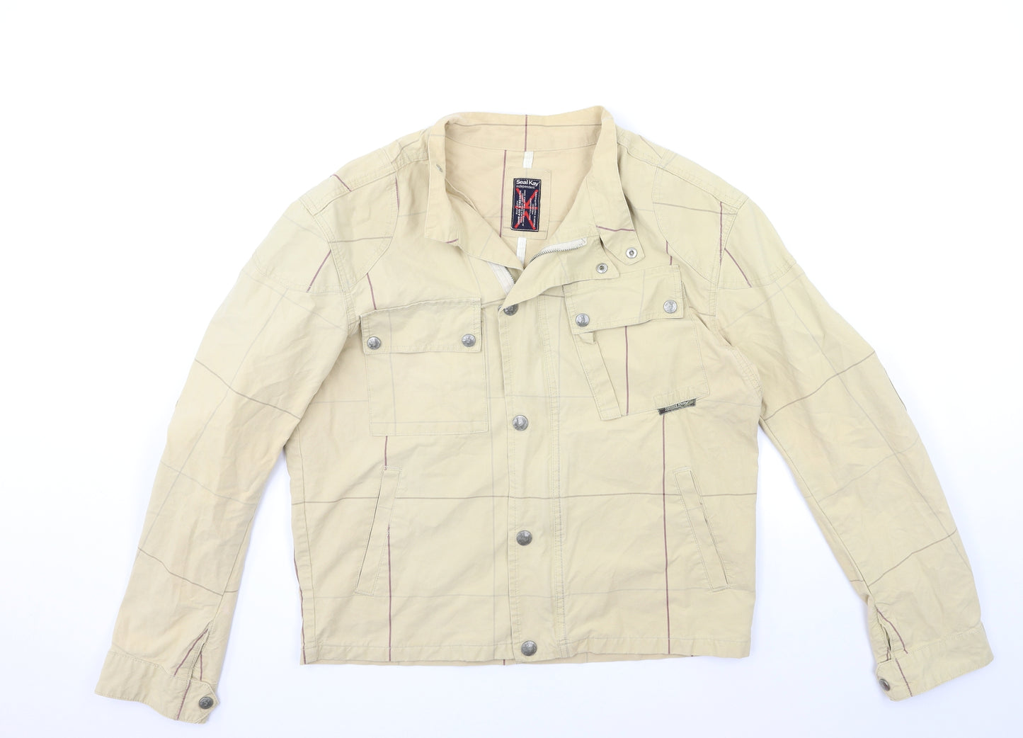 Seal Kay Womens Beige Check  Jacket Coat Size L