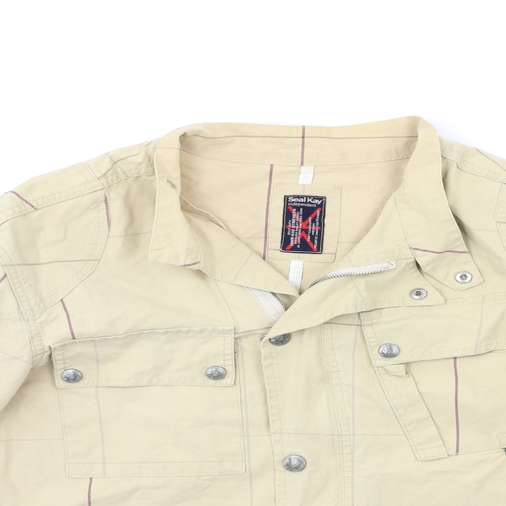 Seal Kay Womens Beige Check  Jacket Coat Size L
