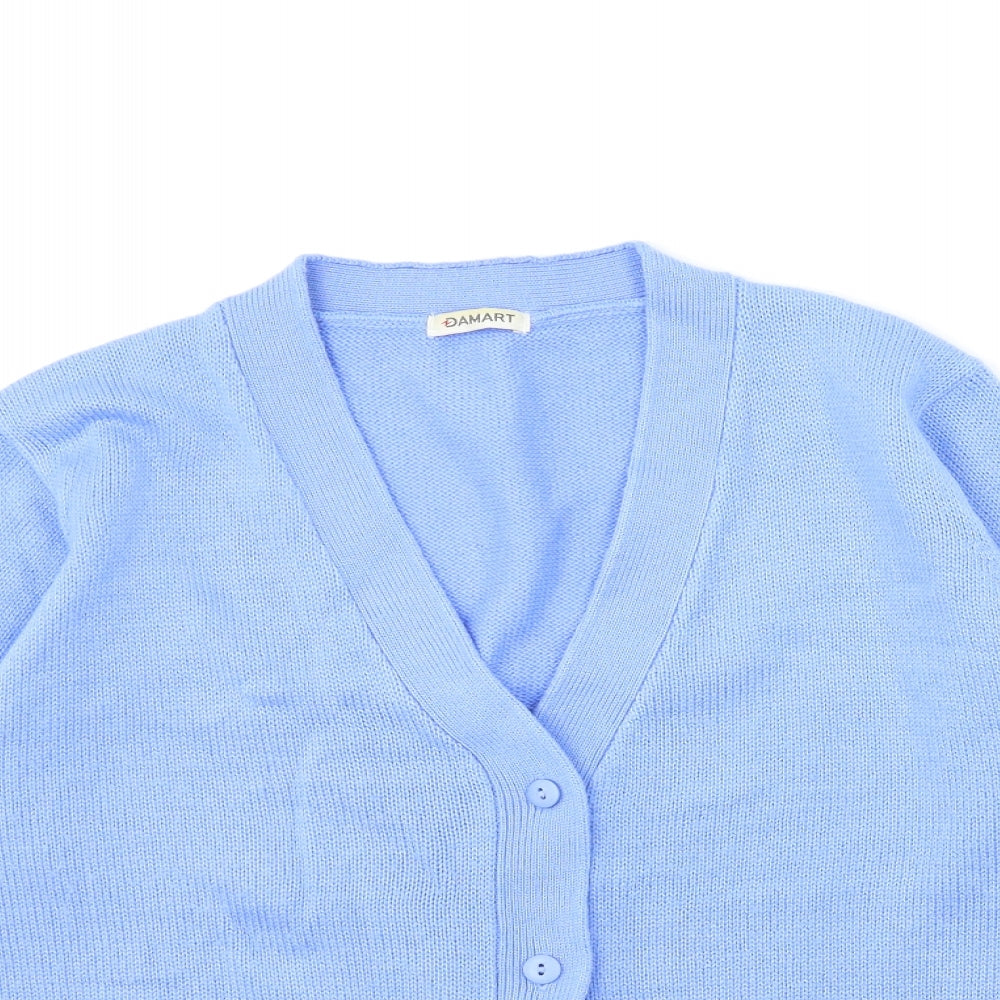 Damart Womens Blue  Knit Cardigan Jumper Size 14