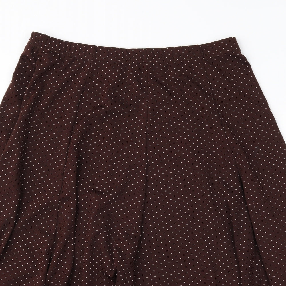 Preworn Womens Brown Polka Dot  A-Line Skirt Size S