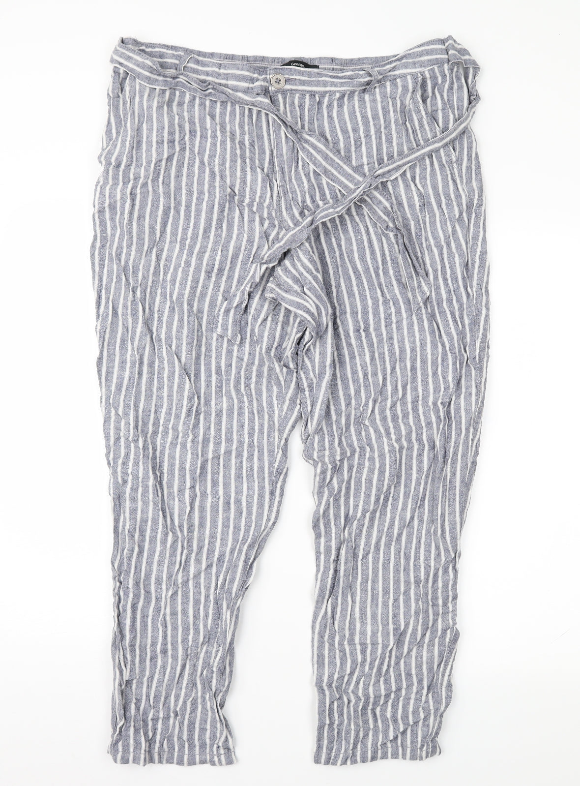 George Womens Blue Striped  Trousers  Size 16 L29 in