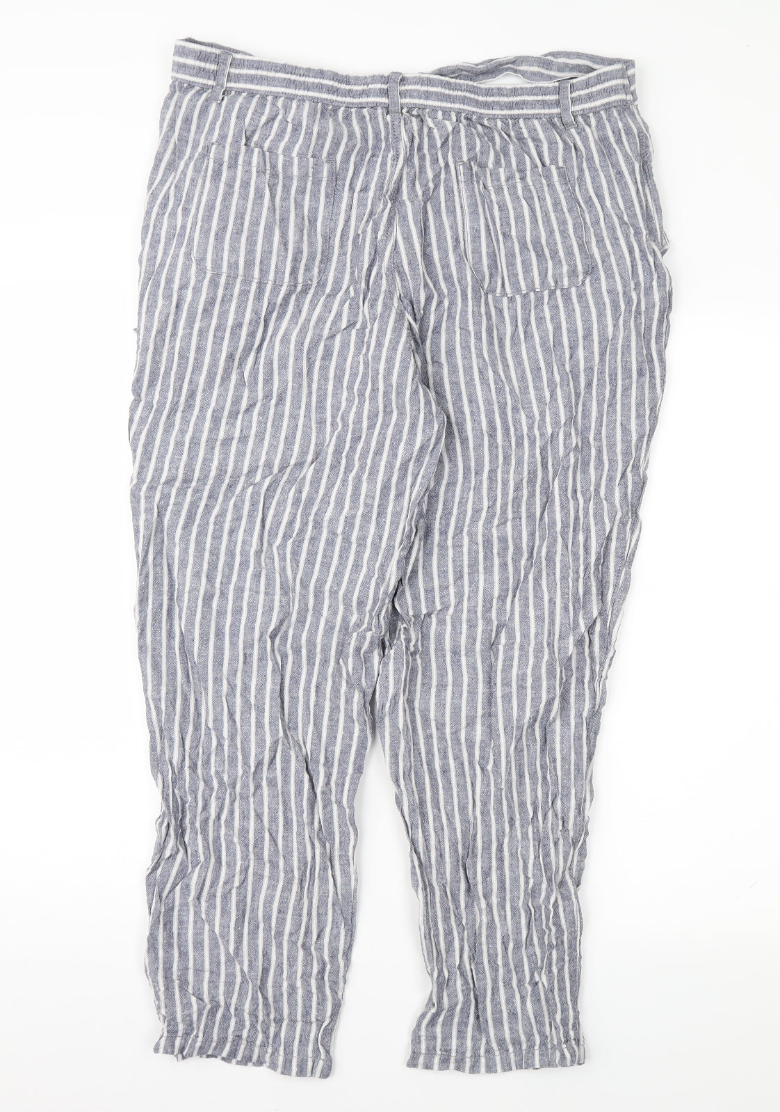 George Womens Blue Striped  Trousers  Size 16 L29 in