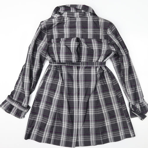 New Look Womens Grey Check  Trench Coat Coat Size 14