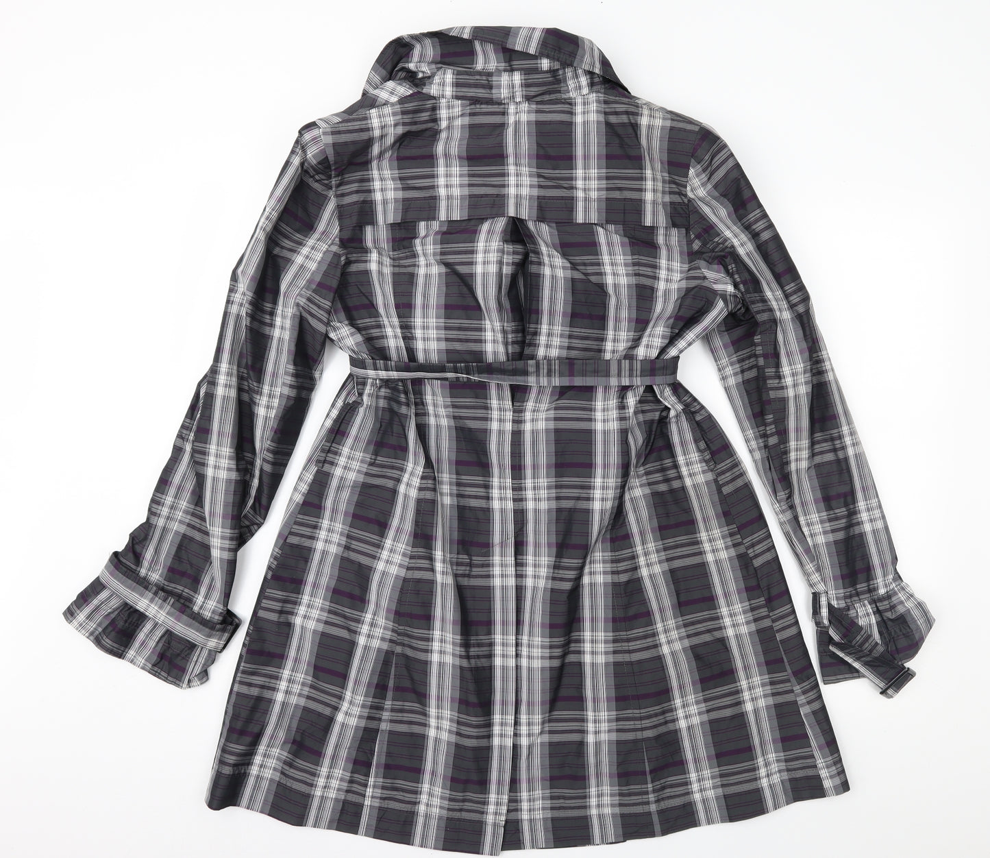 New Look Womens Grey Check  Trench Coat Coat Size 14