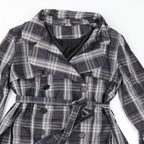 New Look Womens Grey Check  Trench Coat Coat Size 14