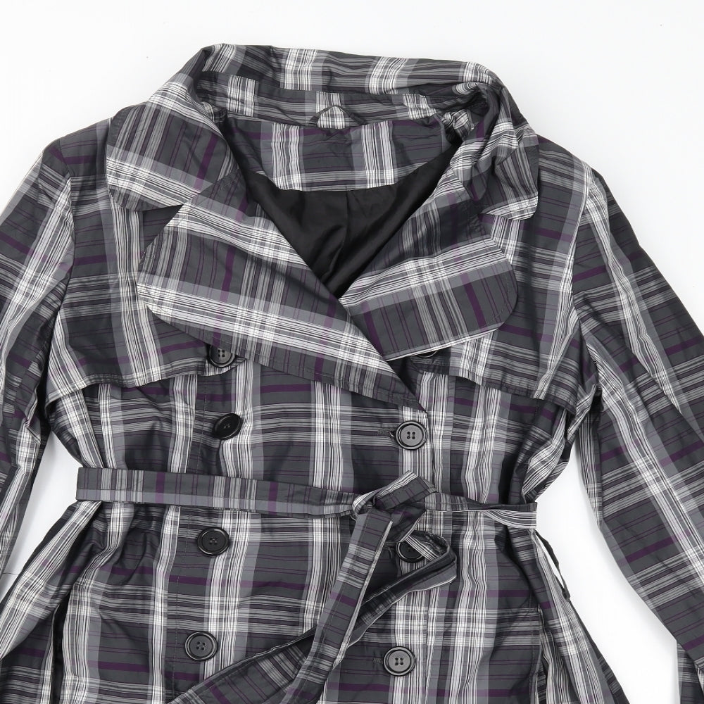 New Look Womens Grey Check  Trench Coat Coat Size 14