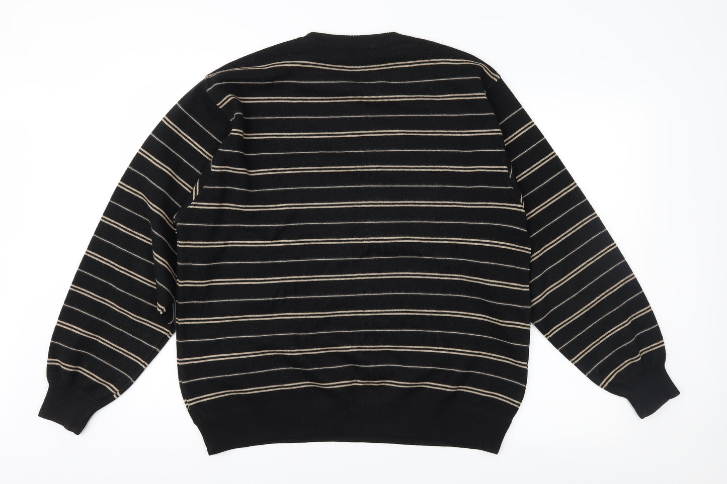 St Micahel Mens Black Striped  Pullover Jumper Size M