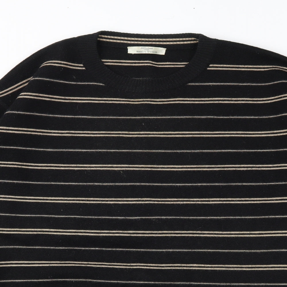 St Micahel Mens Black Striped  Pullover Jumper Size M
