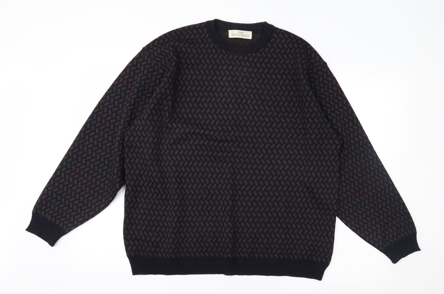 Marks and Spencer Mens Blue Geometric  Pullover Jumper Size M