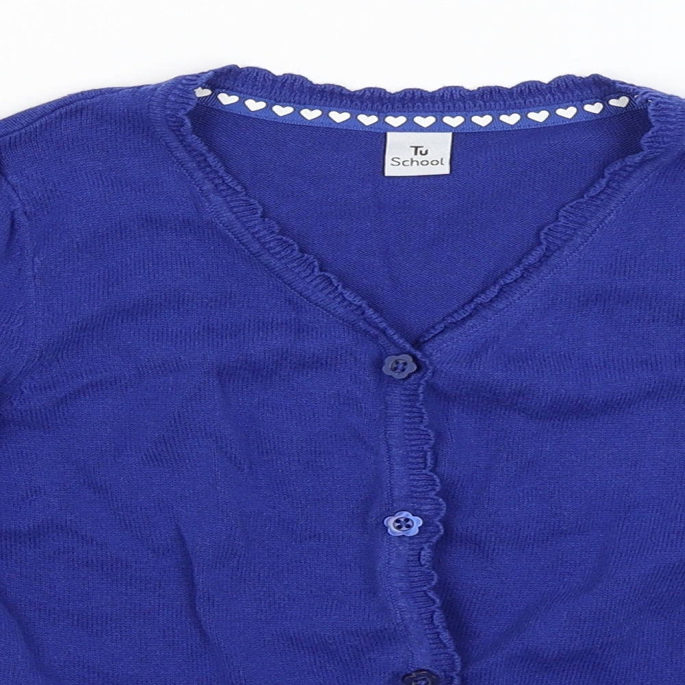 TU Girls Blue   Cardigan Jumper Size 7 Years