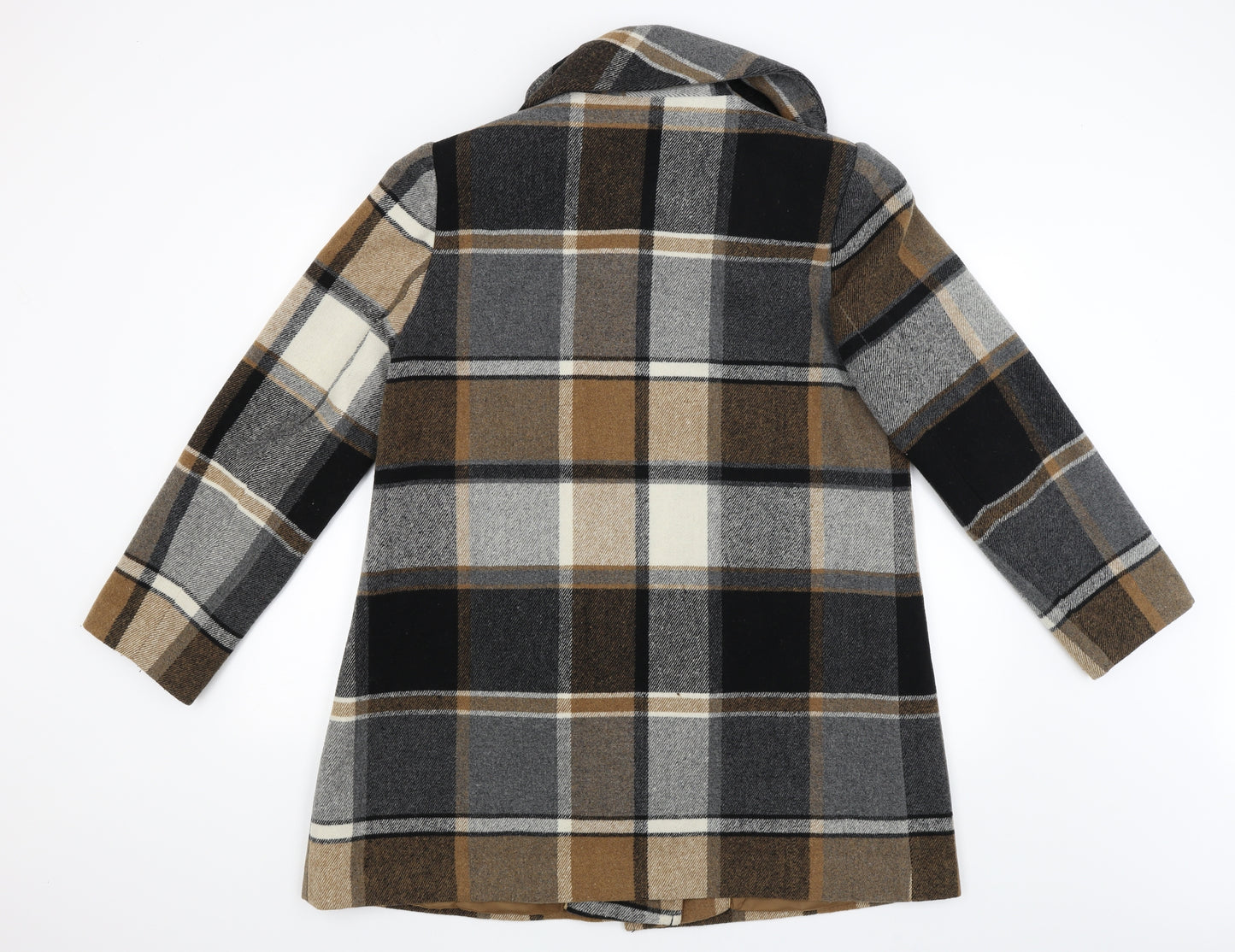 The Collection Womens Black Plaid  Overcoat Coat Size 16