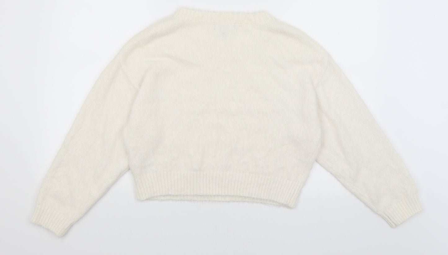 New Look Womens White   Pullover Jumper Size S