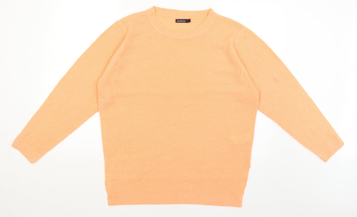 Boohoo Womens Orange Pullover Jumper Size L