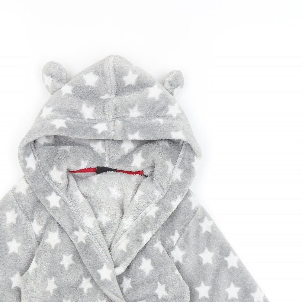 NEXT Baby Grey Solid  Kimono Robe Size 12-18 Months  - Stars