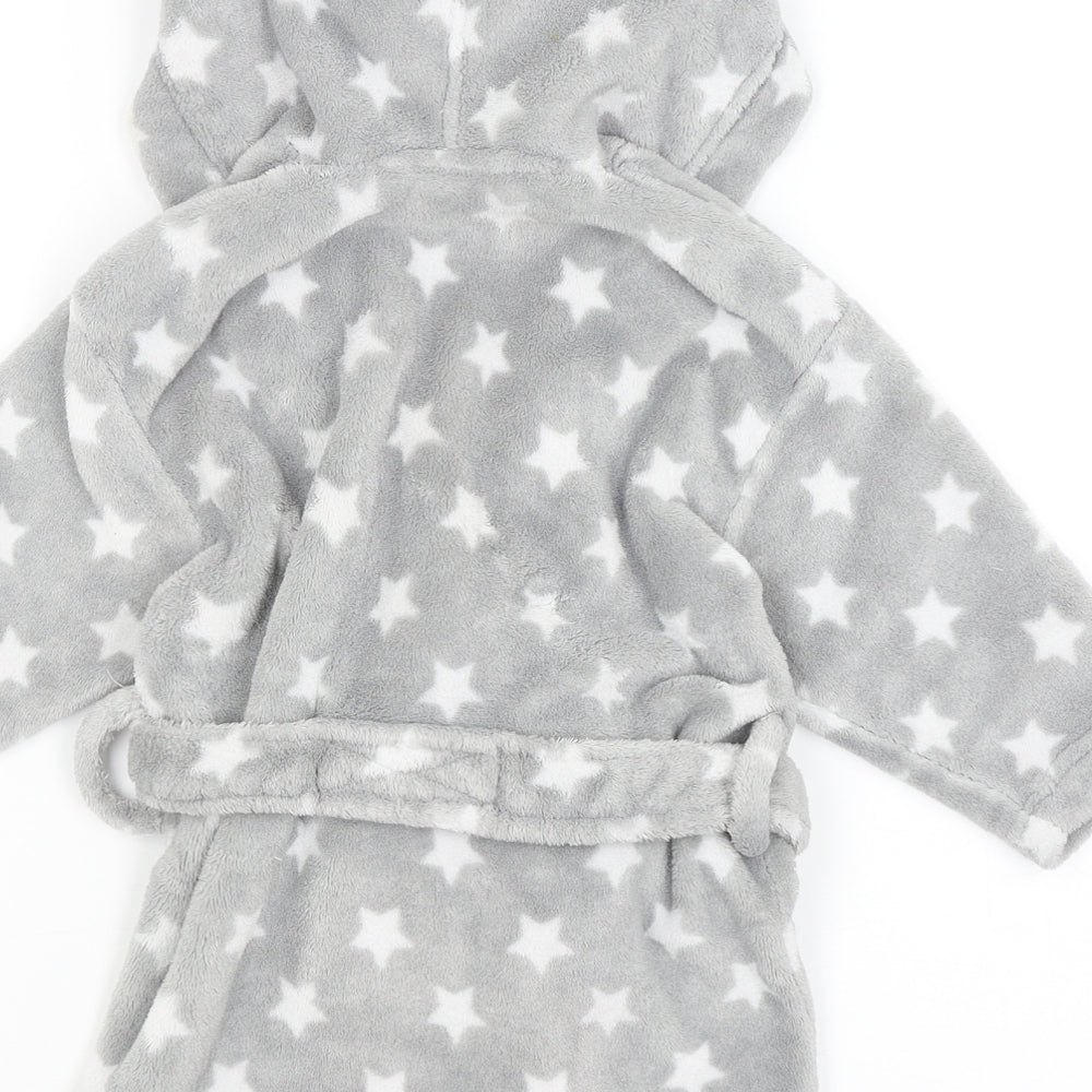 NEXT Baby Grey Solid  Kimono Robe Size 12-18 Months  - Stars