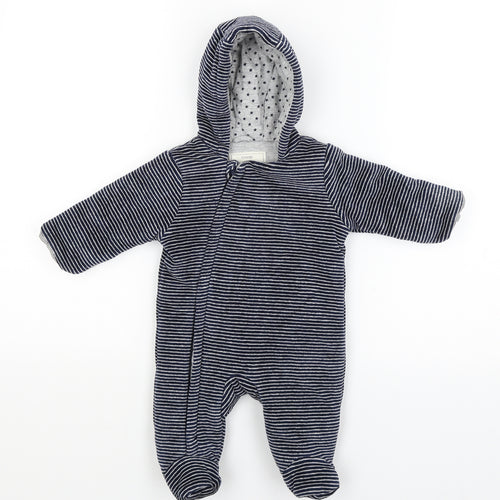 George Baby Blue Striped  Coverall One-Piece Size 0-3 Months