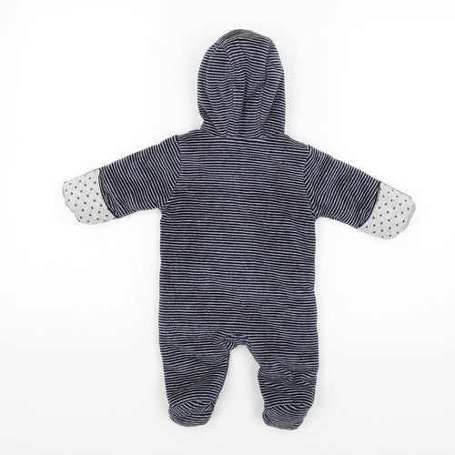 George Baby Blue Striped  Coverall One-Piece Size 0-3 Months