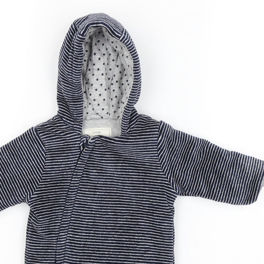 George Baby Blue Striped  Coverall One-Piece Size 0-3 Months