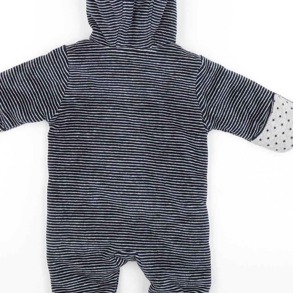 George Baby Blue Striped  Coverall One-Piece Size 0-3 Months