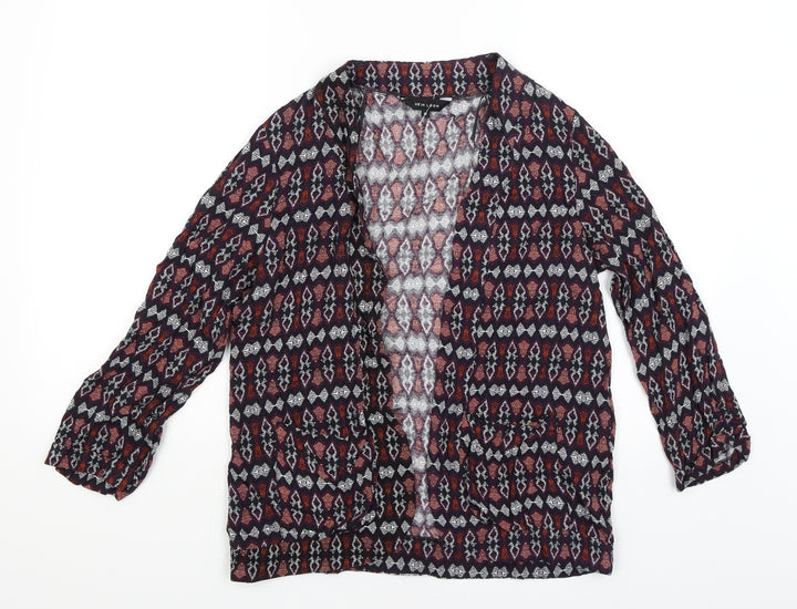 New Look Womens Red Geometric  Wrap Jumper Size 12