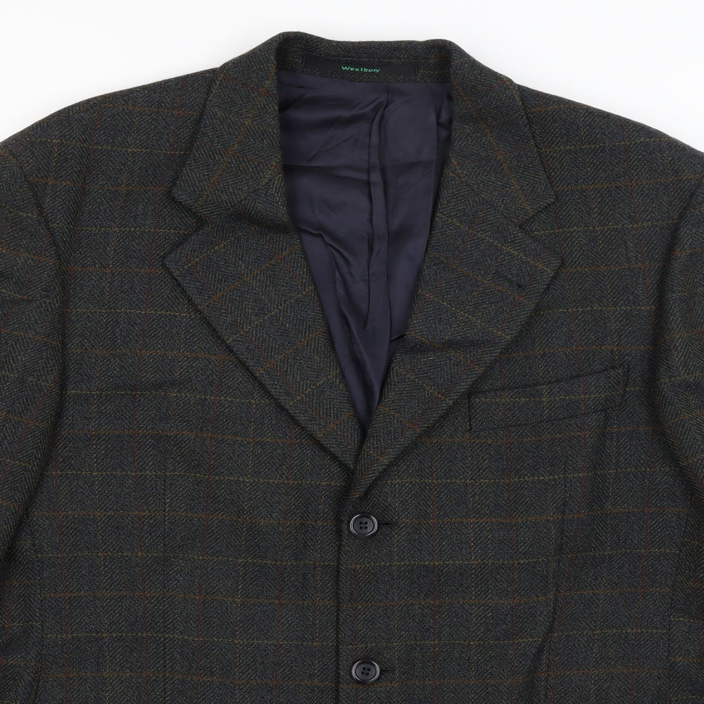 Westbury Mens Green Plaid  Jacket Blazer Size M