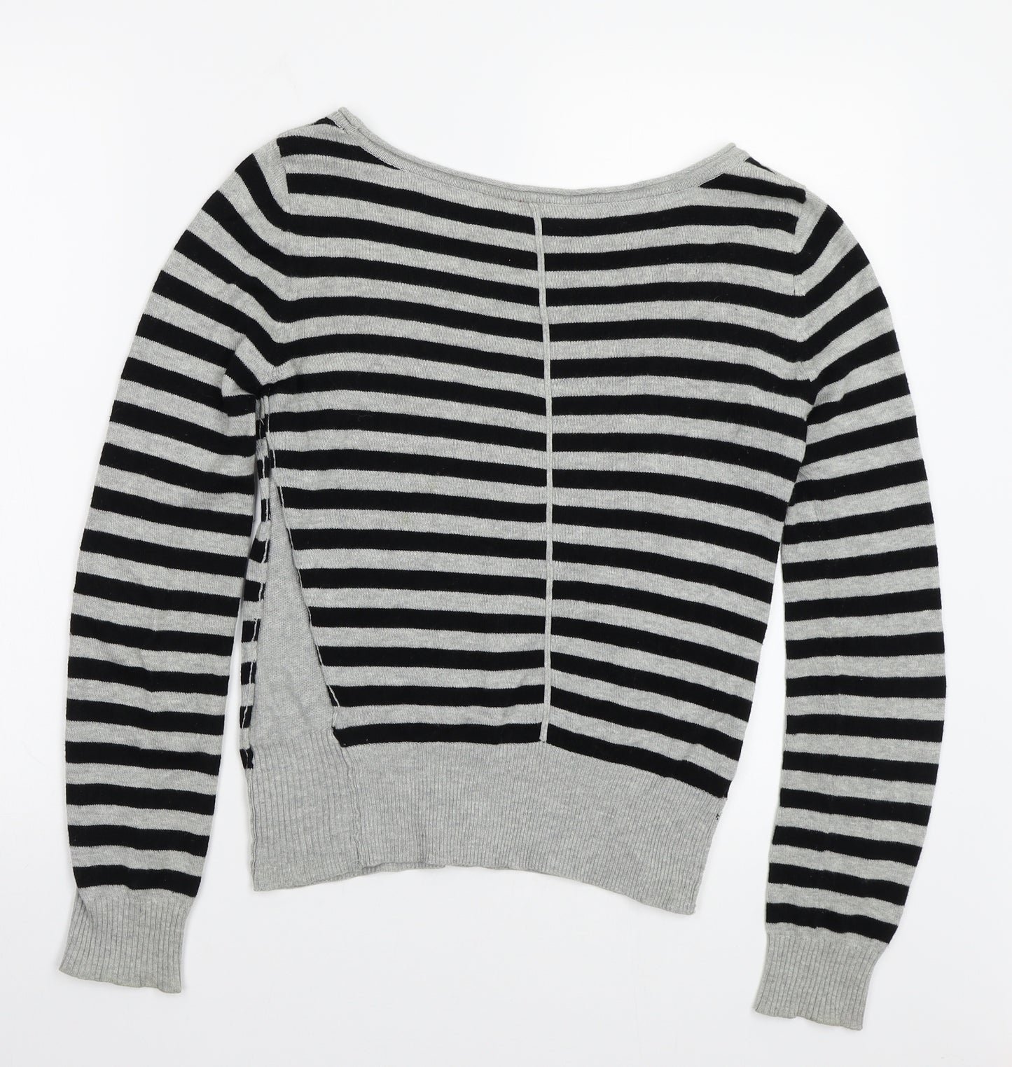H&M Womens Grey Striped  Pullover Jumper Size 34