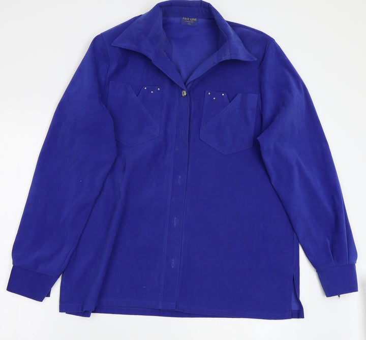 East line Womens Blue Basic Button-Up Size 2XL