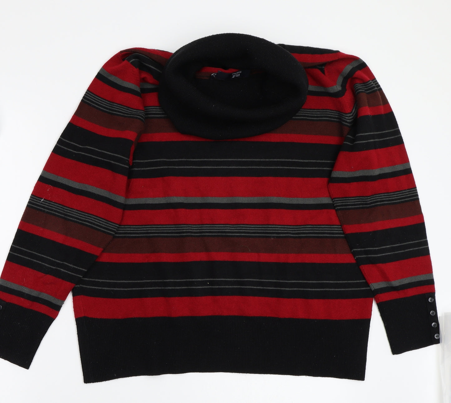 Isle Womens Red Striped  Pullover Jumper Size L