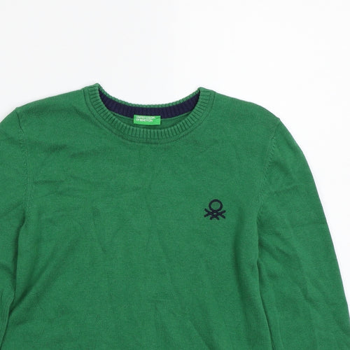 United Colours of Benetton Boys Green   Pullover Jumper Size 7-8 Years