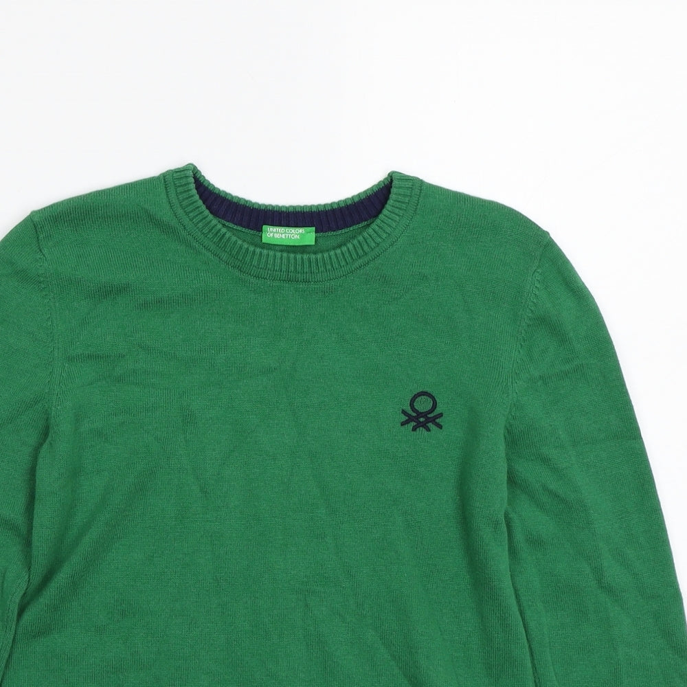 United Colours of Benetton Boys Green   Pullover Jumper Size 7-8 Years